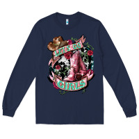 Navy lets go girls cowboy boots cowgirl Long Sleeve Tee - NancyCooperArtShop