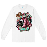 White lets go girls cowboy boots cowgirl Long Sleeve Tee - NancyCooperArtShop