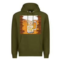 Army Green keep calm and drink cold beer Premium Hoodie - TumblerDesignByShophia