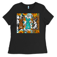 Black Easter bunnies leopard cowhide tumbler Easter Day Ladies Tee - Neo Western