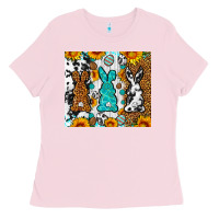 Bubblegum Pink Easter bunnies leopard cowhide tumbler Easter Day Ladies Tee - Neo Western
