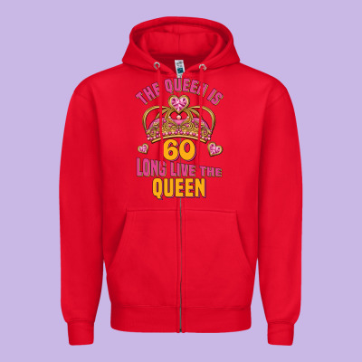 The Queen Is 60 Long Live The Queen Zipper Hoodie Designed By Jasminsmagicworld