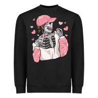 Black skeleton girl valentine's day Heavyweight Sweatshirt - MaliasSmallBusiness