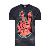 Cloud Black Pink Floral Glitter Peace Sign Vintage Tee - Jasminsmagicworld