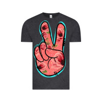 Vintage Black Pink Floral Glitter Peace Sign Vintage Tee - Jasminsmagicworld