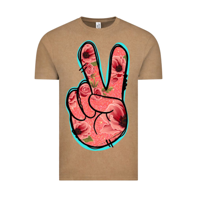 Pink Floral Glitter Peace Sign Vintage Tee by Jasminsmagicworld | Teevron
