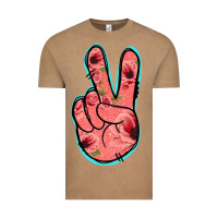 Vintage Coffee Pink Floral Glitter Peace Sign Vintage Tee - Jasminsmagicworld