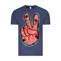 Vintage Denim Pink Floral Glitter Peace Sign Vintage Tee - Jasminsmagicworld