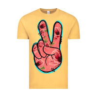 Vintage Mustard Pink Floral Glitter Peace Sign Vintage Tee - Jasminsmagicworld