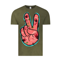 Vintage Olive Pink Floral Glitter Peace Sign Vintage Tee - Jasminsmagicworld