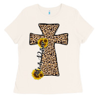 He Is Risen Leopard Cross Ladies Tee | Teevron