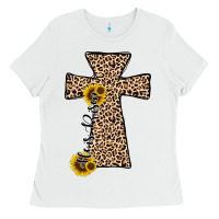 White he is risen leopard cross Ladies Tee - JahusDesignShop