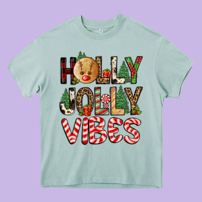 Holly Jolly Vibes Heavy Core Tee Designed By Fadigitalartstudio