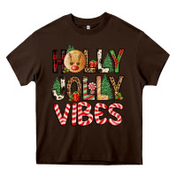 Chocolate Brown holly jolly vibes Heavy Core Tee - FaDigitalArtStudio