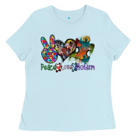 Baby Blue peace love autism Ladies Tee - SublimationCraftShop
