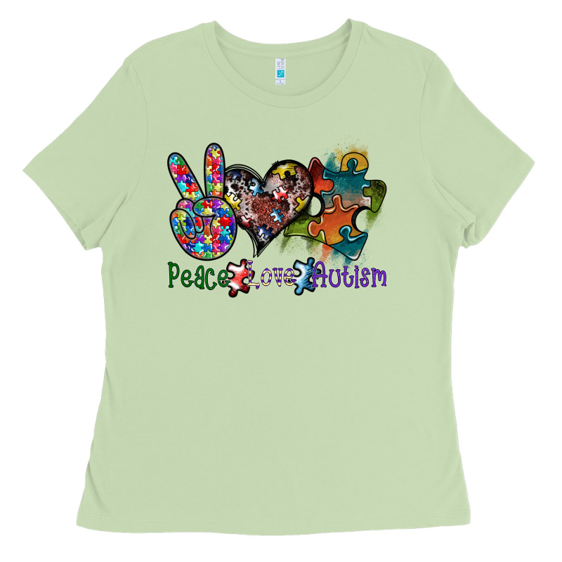 Peace Love Autism Ladies Tee by SublimationCraftShop | Teevron