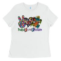 White peace love autism Ladies Tee - SublimationCraftShop
