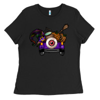 Black Halloween Truck Ladies Tee - CowhideDigitalArt