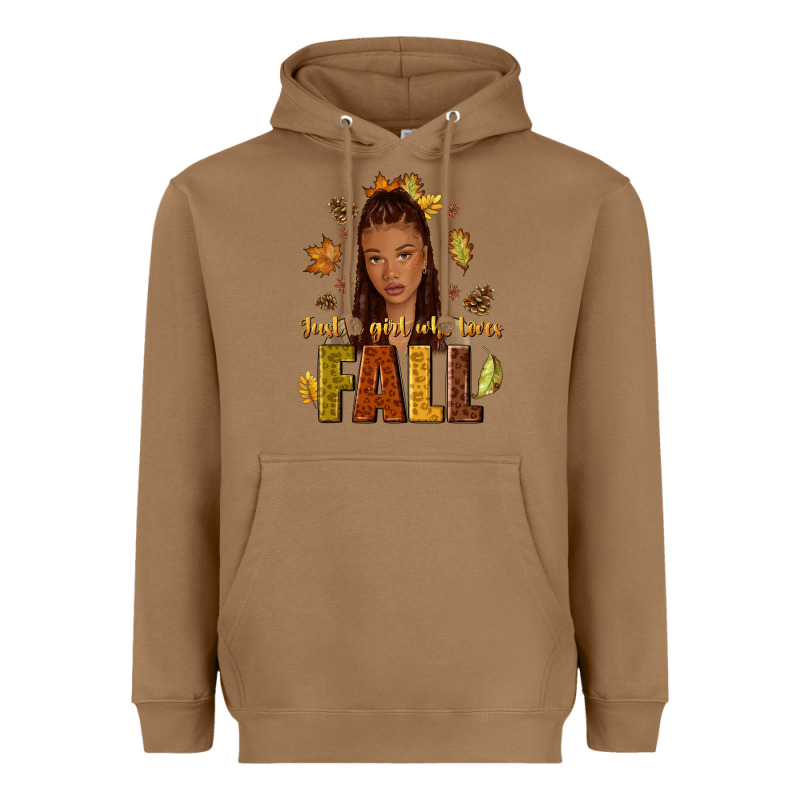 Just A Girl Who Loves Fall Afro Woman Heavyweight Hoodie by NancyCooperArtShop | Teevron