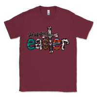 Burgundy Happy Easter Classic Tee - CowhideDigitalArt