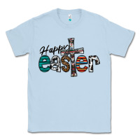 Dusty Blue Happy Easter Classic Tee - CowhideDigitalArt