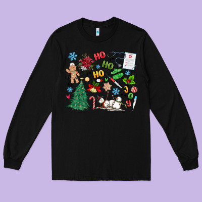 Nurse Christmas Long Sleeve Tee Designed By Maliassmallbusiness