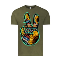 Vintage Olive Aztec Sunflower Peace Sign Vintage Tee - Jasminsmagicworld