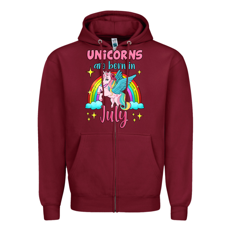 Unicorns Are Born In July Zipper Hoodie by Jasminsmagicworld | Teevron
