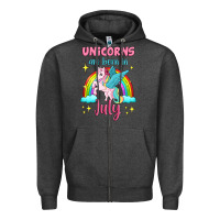 Charcoal Heather unicorns are born in july Zipper Hoodie - Jasminsmagicworld