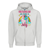 Dove Grey unicorns are born in july Zipper Hoodie - Jasminsmagicworld