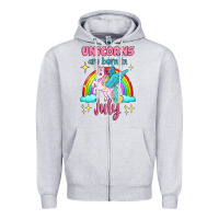 Heather Grey unicorns are born in july Zipper Hoodie - Jasminsmagicworld
