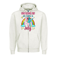 Oatmeal Heather unicorns are born in july Zipper Hoodie - Jasminsmagicworld