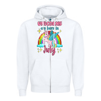 White unicorns are born in july Zipper Hoodie - Jasminsmagicworld