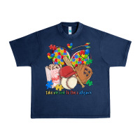 Navy take me out to the ballgame  autism baseball Urban Heavy Tee - MaliasSmallBusiness
