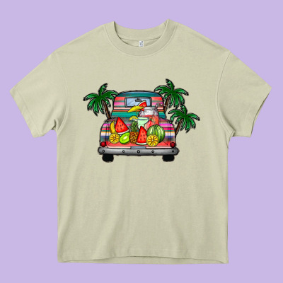 Summer Truck Heavy Core Tee Designed By Cowhidedigitalart