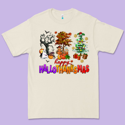Happy Hallothanksmas Trees Premium Tee Designed By Adodesignshop