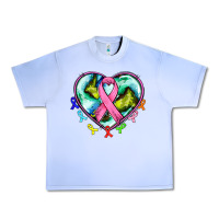 Grape Ice heart earth and cancer ribbon Urban Heavy Tee - AdoDesignShop