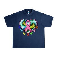Heart Earth And Cancer Ribbon Urban Heavy Tee | Teevron