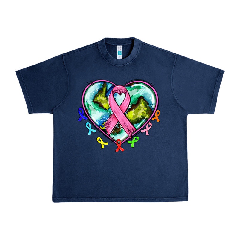 Heart Earth And Cancer Ribbon Urban Heavy Tee by AdoDesignShop | Teevron