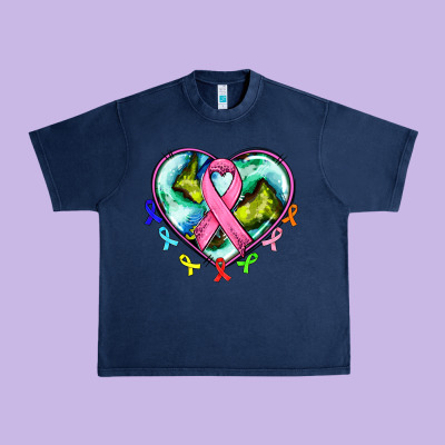 Heart Earth And Cancer Ribbon Urban Heavy Tee Designed By Adodesignshop