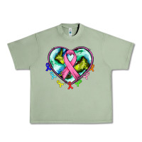 Oil Green heart earth and cancer ribbon Urban Heavy Tee - AdoDesignShop