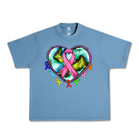 Pebble Blue heart earth and cancer ribbon Urban Heavy Tee - AdoDesignShop