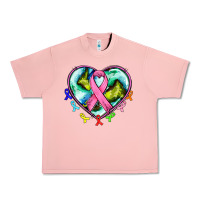 Salmon heart earth and cancer ribbon Urban Heavy Tee - AdoDesignShop