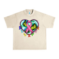Sandshell heart earth and cancer ribbon Urban Heavy Tee - AdoDesignShop