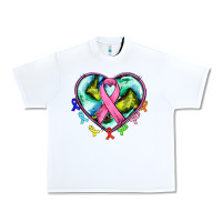 White heart earth and cancer ribbon Urban Heavy Tee - AdoDesignShop