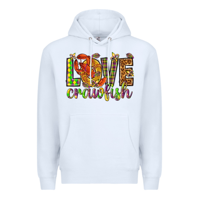Mardi Gras Love Crawfish Premium Hoodie by HowdyJamesFarm | Teevron