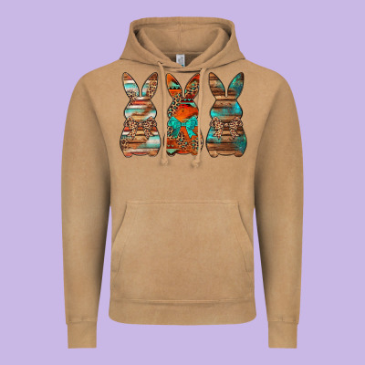 Western Easter Bunnies Vintage Hoodie Designed By Jasminsmagicworld