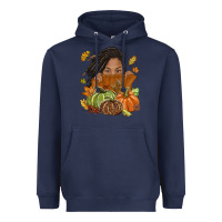 Navy Fall with black girl Heavyweight Hoodie - NancyCooperArtShop