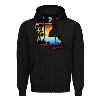 Black louisiana  sunset map Zipper Hoodie - BarkalooDesign