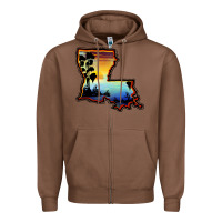 Chestnut louisiana  sunset map Zipper Hoodie - BarkalooDesign